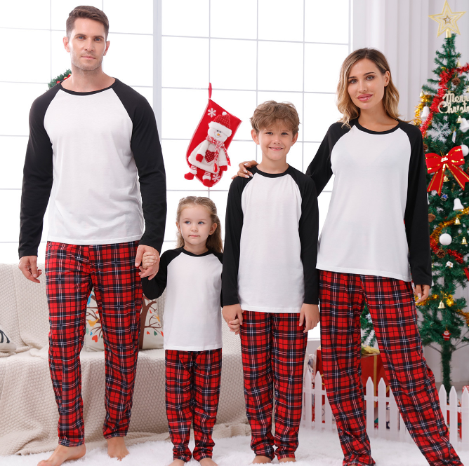 Stock Latest Xmas Halloween Pyjamas Set Matching Family Custom Blank Christmas Pajamas