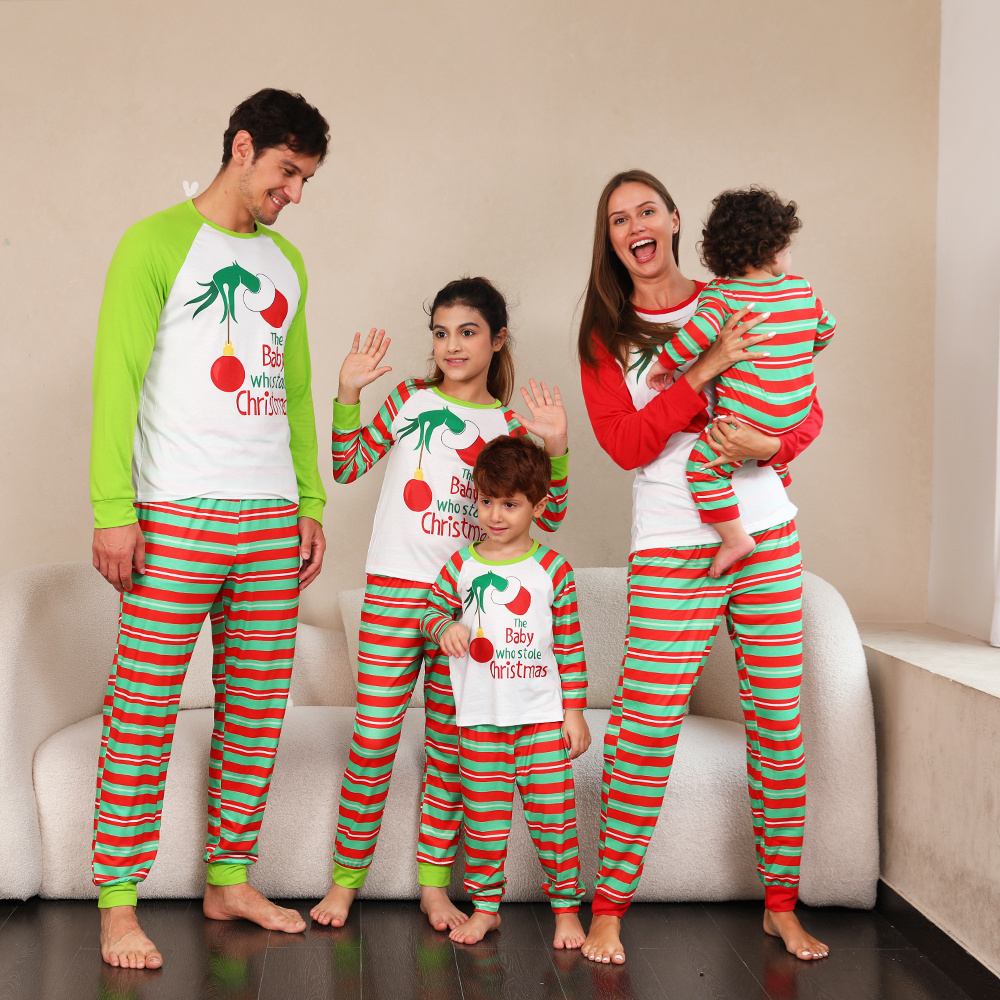 Stock Latest Xmas Halloween Pyjamas Set Stripe Matching Family Christmas Pajamas 2023