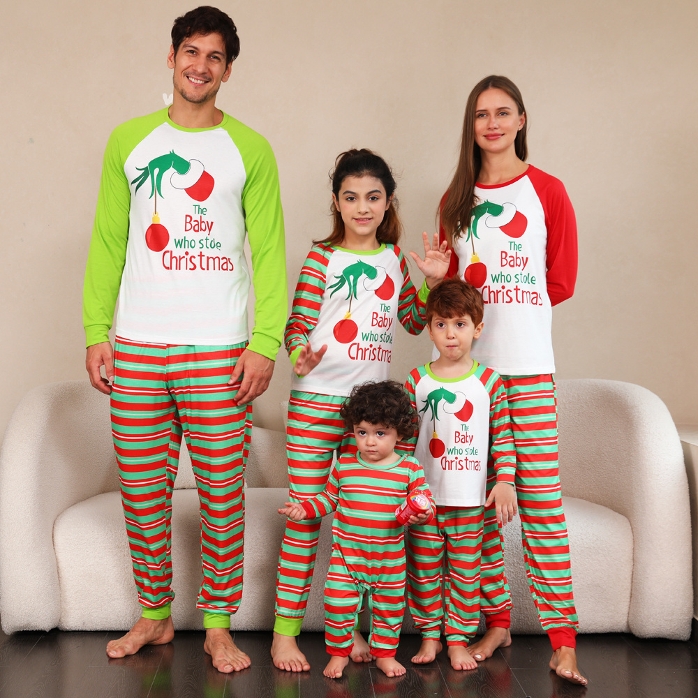 Stock Latest Xmas Halloween Pyjamas Set Stripe Matching Family Christmas Pajamas 2023