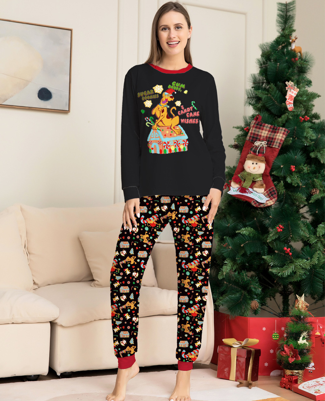 Factory wholesale Women Pyjamas Set Custom Design Matching Christmas Pajamas for Family