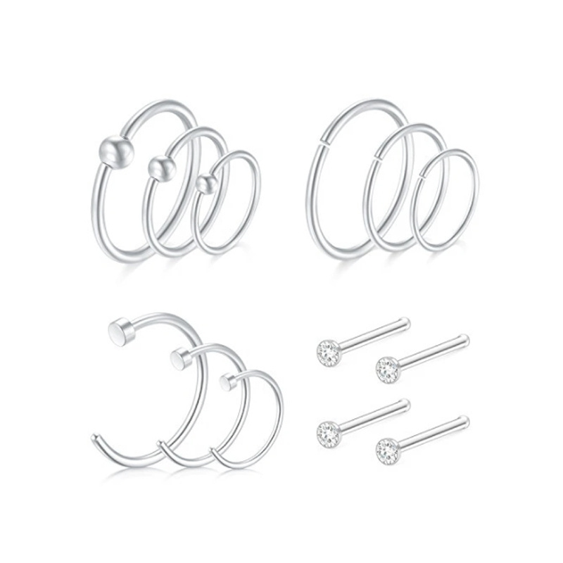 Nose Hoop 8mm 10mm 12mm, Nose Rings Hoop 16 Gauge Septum Rings Hoop for Lip Nose Helix Cartilage Piercing Rings