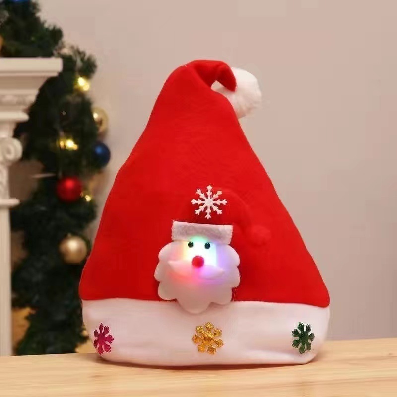 CY Flashing Light-Up Santa Hat Merry Christmas Comfort Classic Santa Hat For  Holiday Party Decor