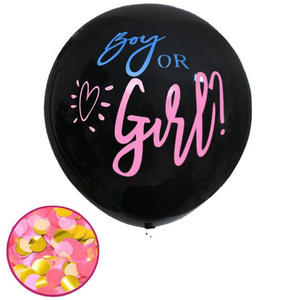 1 Set Giant Boy Or Girl Gender Reveal Black Latex Balloon Baby Shower Confetti Balloons Birthday Gender Reveal Party Decoration