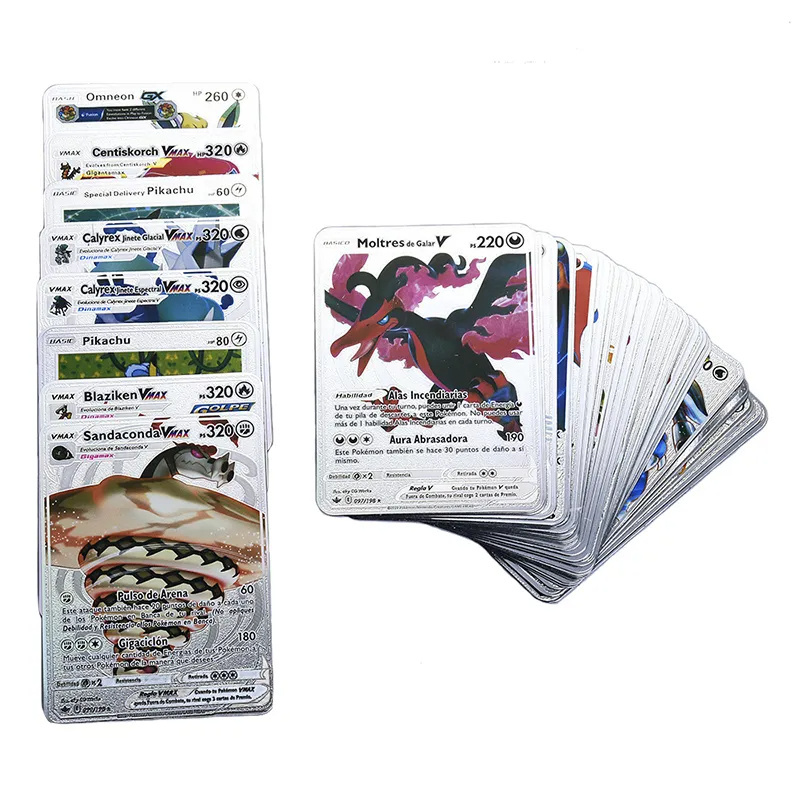 English French Spanish Vmax Gx Ex Ultra Rare 55 Pcs/Box Gold Fol Poke Mon Trading Card For Children