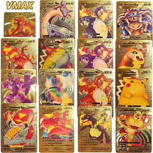 Ultra Rare 55 PCS Gold Cards Packs Vmax DX GX Rare Golden Cards TCG Deck Box Gold Foil Poke mon Card