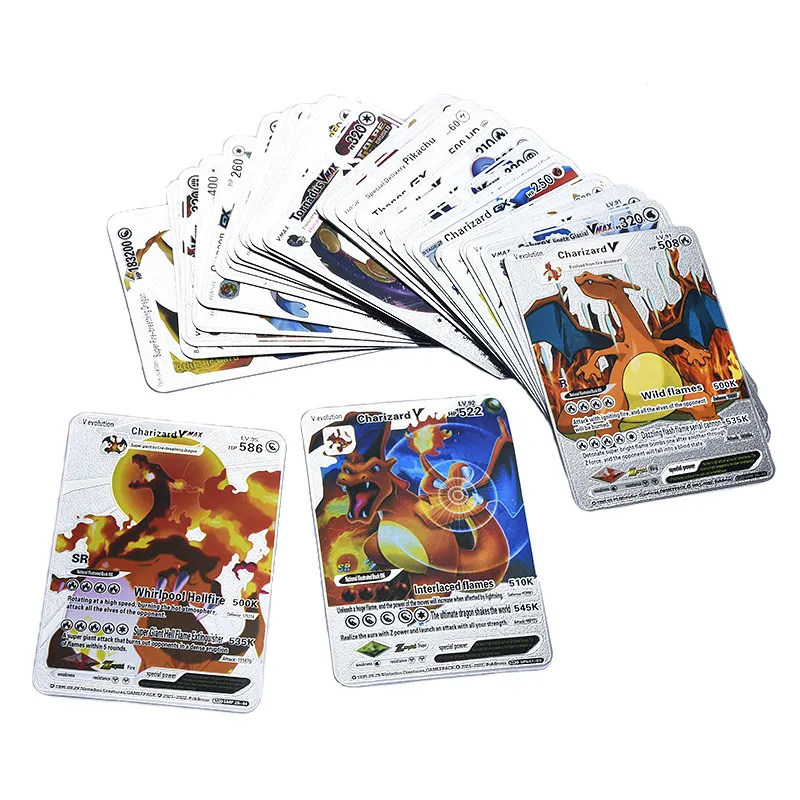 English French Spanish Vmax Gx Ex Ultra Rare 55 Pcs/Box Gold Fol Poke Mon Trading Card For Children