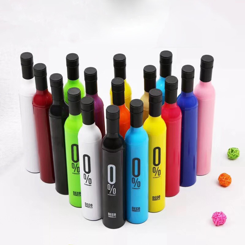 Promotion Gifts Customized Logo Manual Open UV Protection Adorable 3 Folding Wine Bottle Umbrella