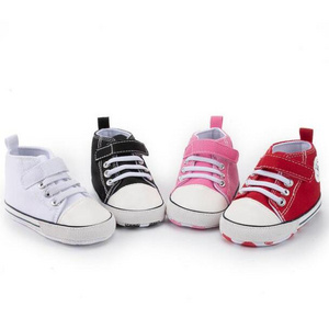 wholesale kids boy girl canvas sneakers soft sole high top ankle Infant first walkers baby crib shoes