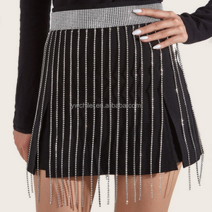 Crystal Tassel Body Chains Rhinestone Fringe Skirts Belly Waist Hip Chain Rave Nightclub belt