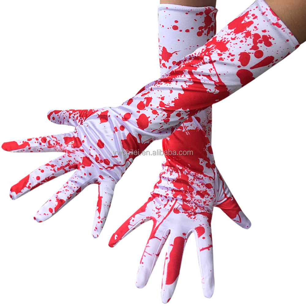 Adult Halloween BLOOD Costume Skeleton Gloves