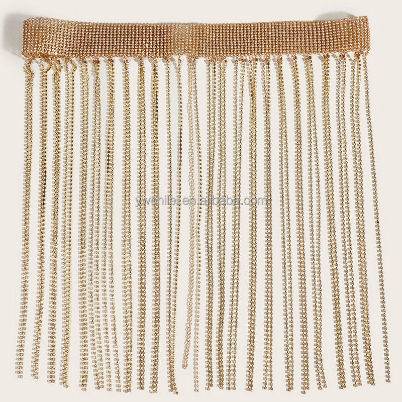 Crystal Tassel Body Chains Rhinestone Fringe Skirts Belly Waist Hip Chain Rave Nightclub belt