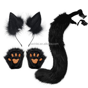 Faux Fur Tail and Ears Anime Ears Tail Wolf Fox Cat Ears and Tail Set