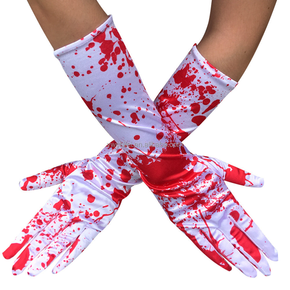 Adult Halloween BLOOD Costume Skeleton Gloves