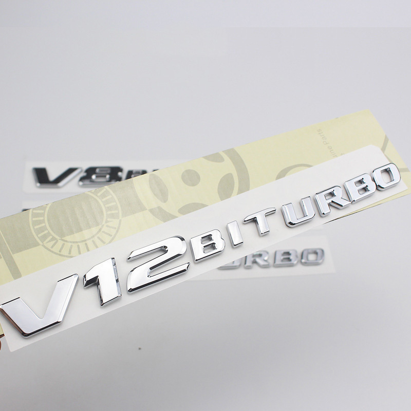 3d ABS Car Fender Side  V8 V12 BITURBO Emblem For Mercedes Benz Accessories