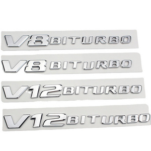 3d ABS Car Fender Side  V8 V12 BITURBO Emblem For Mercedes Benz Accessories