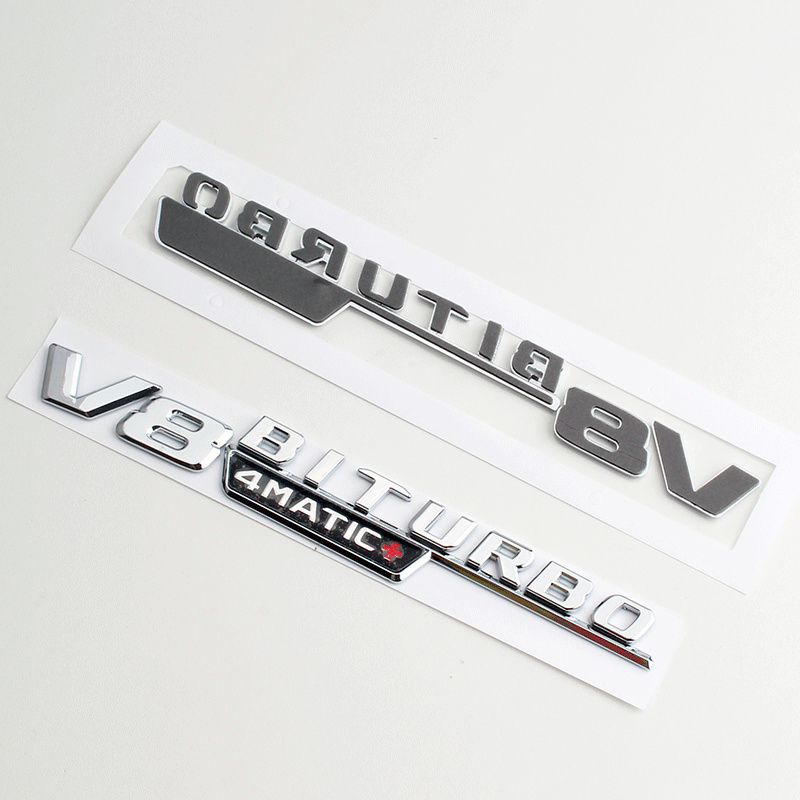 3d ABS Car Fender Side  Badge Sticker Chrome Letters V8 BITURBO 4matic Emblem For Mercedes E63S GLC63 GLE63 S63 GLS63