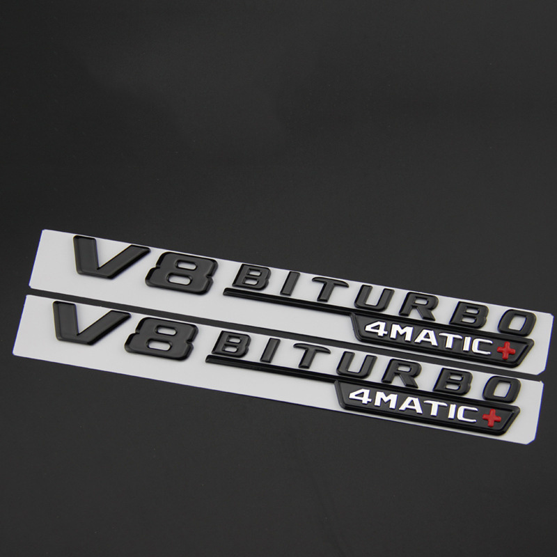 3d ABS Car Fender Side  Badge Sticker Chrome Letters V8 BITURBO 4matic Emblem For Mercedes E63S GLC63 GLE63 S63 GLS63