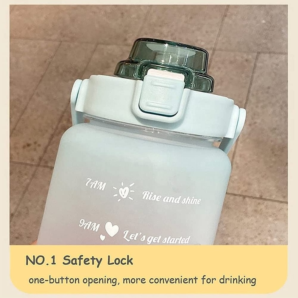 Hot Selling Products 2022 Attractive Design 2L Tumbler Big Motivational Plastic Water Bottle With Safety Lock