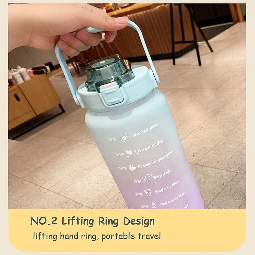 Hot Selling Products 2022 Attractive Design 2L Tumbler Big Motivational Plastic Water Bottle With Safety Lock