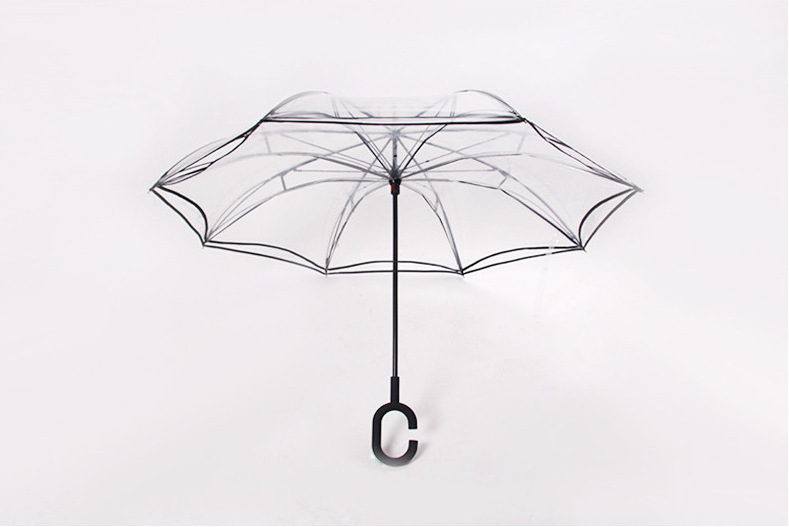 Magic Umbrella Inverted Upside Down Reverse Umbrella Transparent Sakura Parasol Flowers Pattern Umbrella