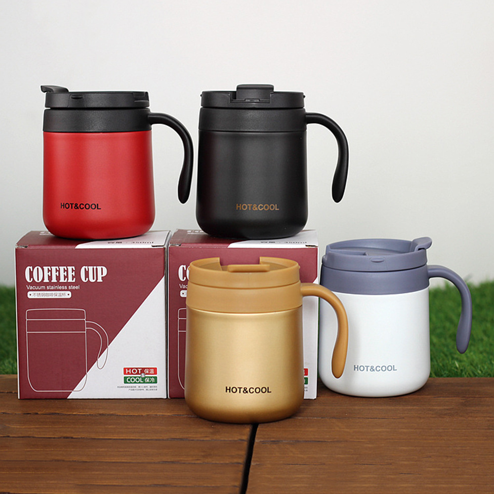 2024 CHUFENG Stainless Steel Double Wall Vacuum Flask Office Coffee Tea Thermos Tumbler Cup With Handle Travel Coffee Mug