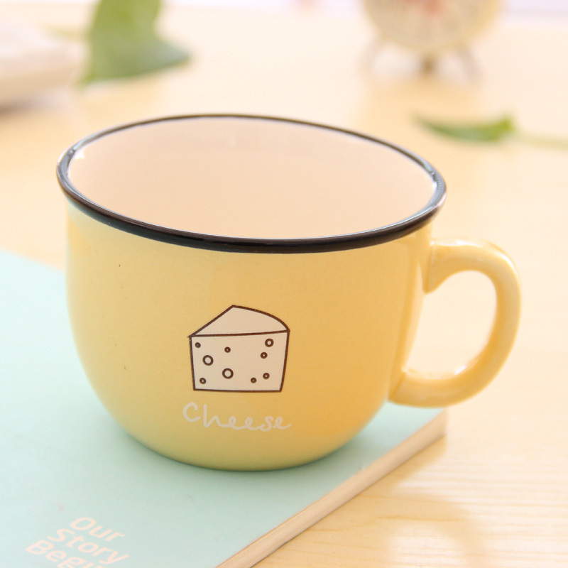 wholesale Custom LOGO Breakfast Coffee Milk Cup Cute Carton Ceramic Small Mark Mug With Handle