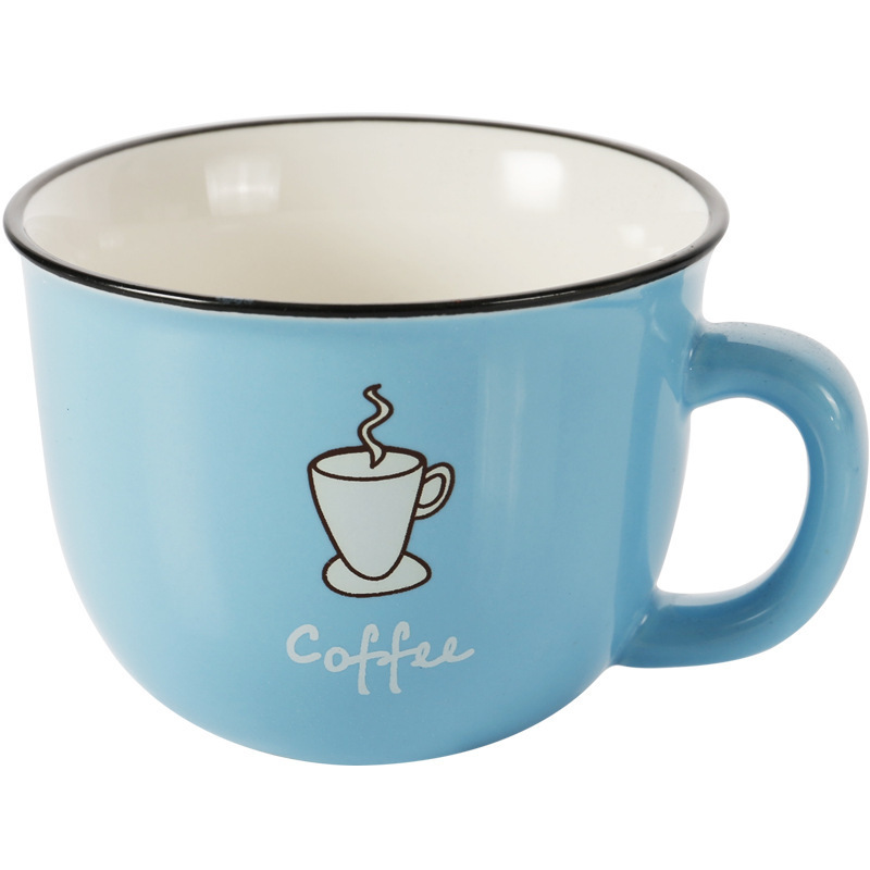 wholesale Custom LOGO Breakfast Coffee Milk Cup Cute Carton Ceramic Small Mark Mug With Handle