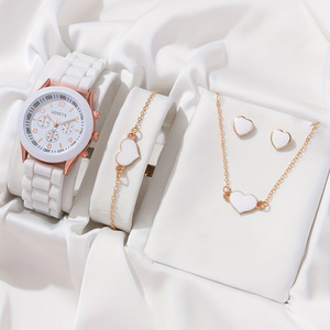 Hot New Style Watch Jewelry Set Fashion Classic Quartz Watch Butterflies Heart Bracelet Earring Necklace Set