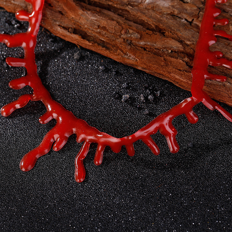 2023 Halloween Handmade Creative Necklace Blood Necklace Masquerade Bleeding Necklace Red For Women