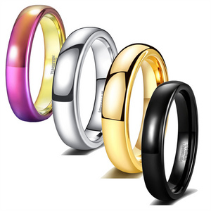 Fashion Classic Minimalist Couple Jewelry 4mm 6mm 8mm Tungsten Steel Carbide Polished Rings Wedding Bands