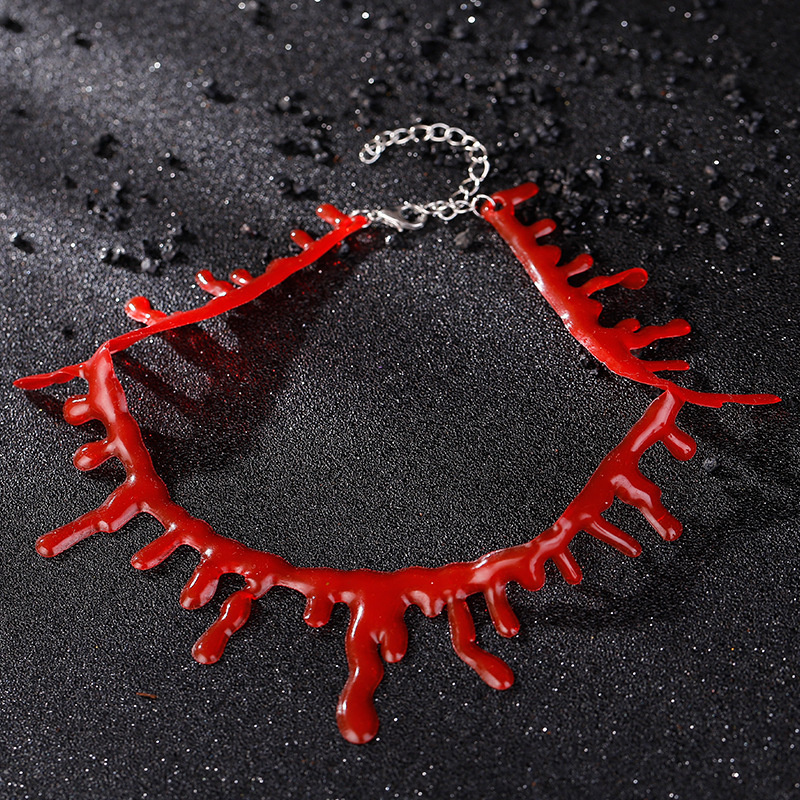 2023 Halloween Handmade Creative Necklace Blood Necklace Masquerade Bleeding Necklace Red For Women