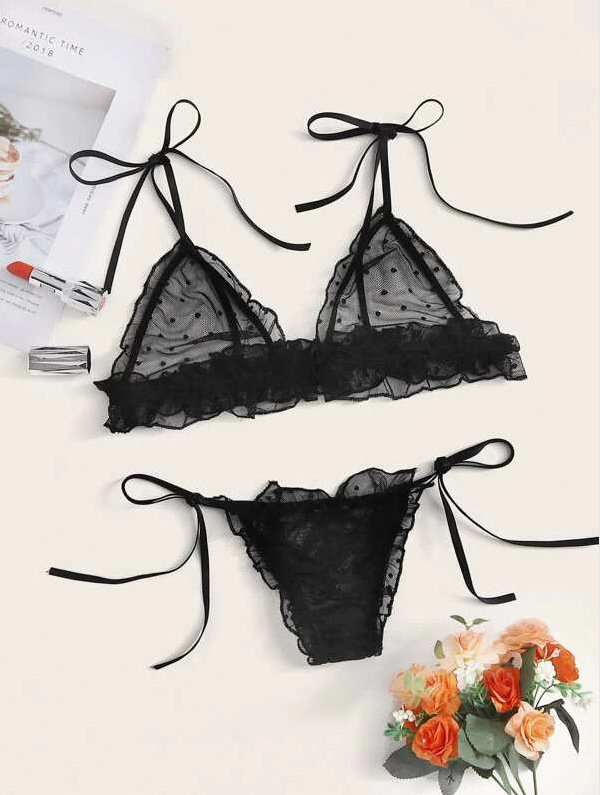 Product New  Sexy mesh lace-up bikini two-piece set Manufacturer Sexy lingerie