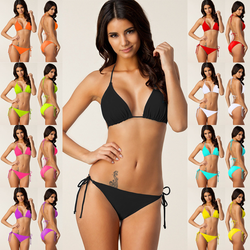 Plus size cheap triangle micro swimwear bikini & beachwear hot bikini sexy women string thong bikini set