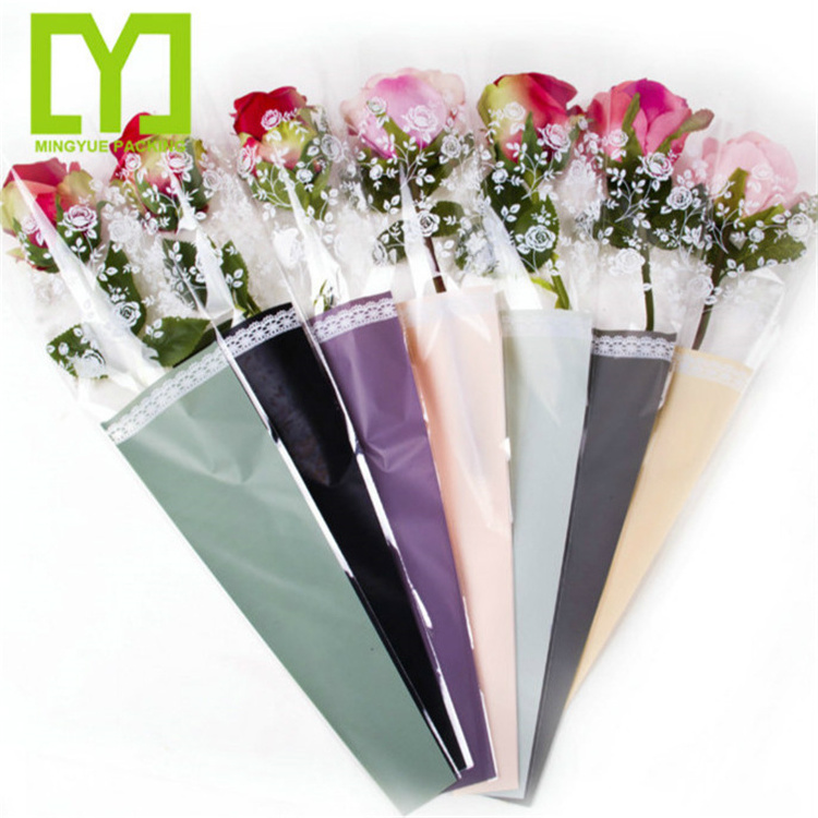 Wholesale Custom Lettuce Packaging Bag 16cm*30cm Free Sample 30 Microns Plastic BOPP OPP Valentine Wedding Flower Sleevefor