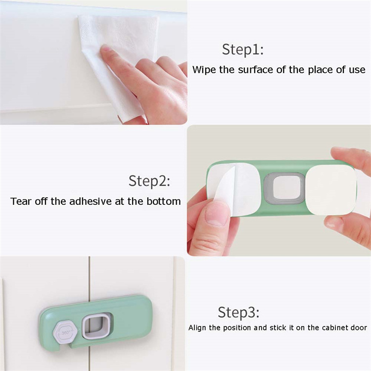 High Quality Certificated-Child Safety Cabinet Lock for drawer Baby Proof Security Protector Drawer Door Cabinet Plastic Lock