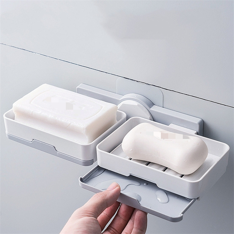 Double Layer Soap Dish Bathroom Drain Soaps Tray laundry Soap Holder