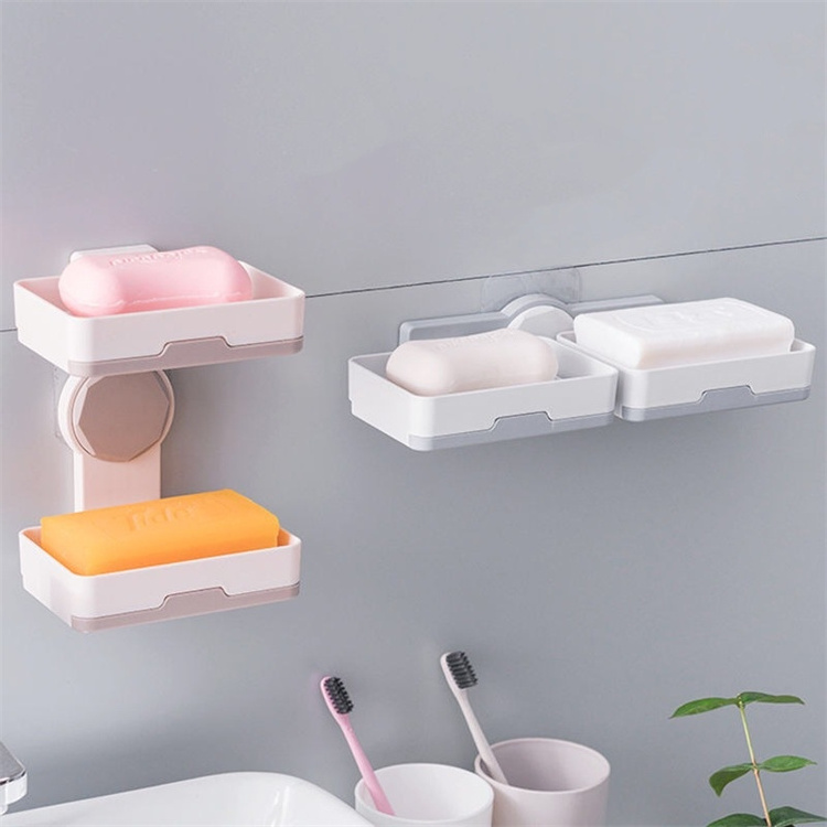 Double Layer Soap Dish Bathroom Drain Soaps Tray laundry Soap Holder