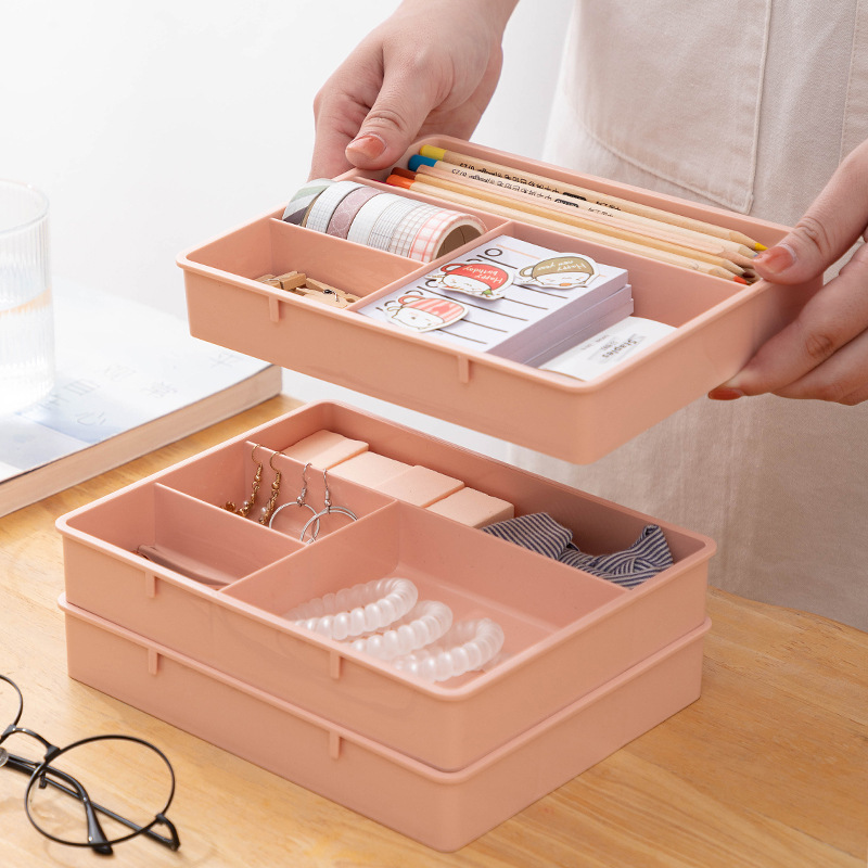 Desktop Stackable drawer makeup storage box Plastic Jewelry Lipstick Skin care product nail polish Stationery storage box