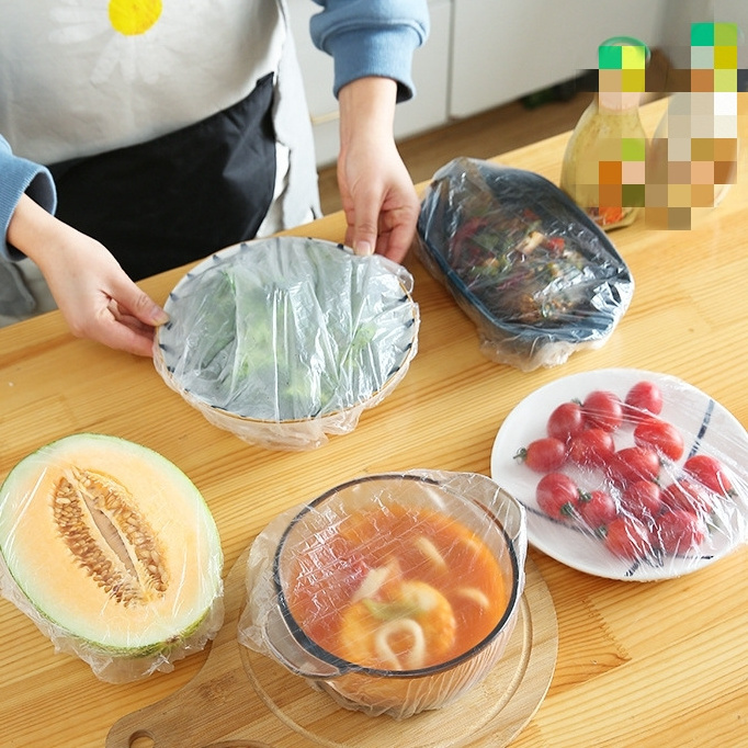 100pcs Disposable food keep fresh bag cover wrap plate bowl lid Plastic wrap cover Bowl cover