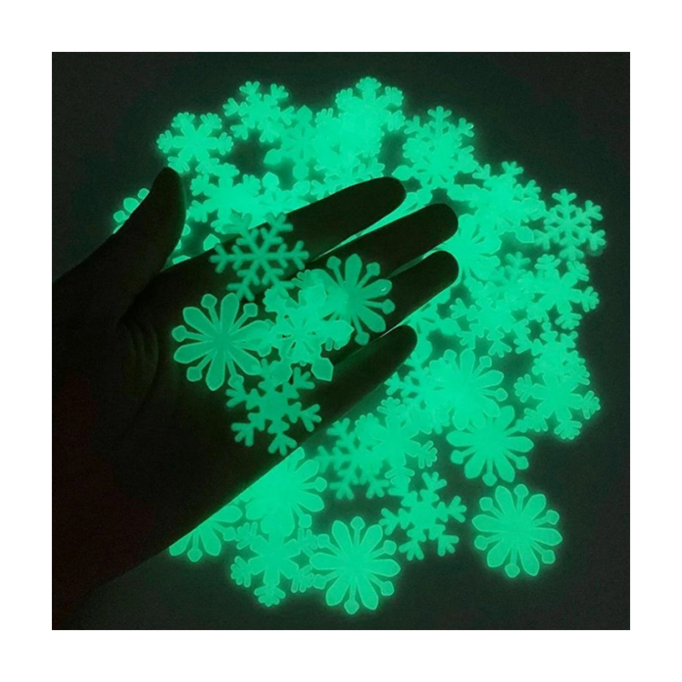 50Pc Luminous Snowflake Wall Stickers Shiny In The Dark Decal for Kids Baby Rooms Bedroom Christmas Home Decoration Navidad 2023