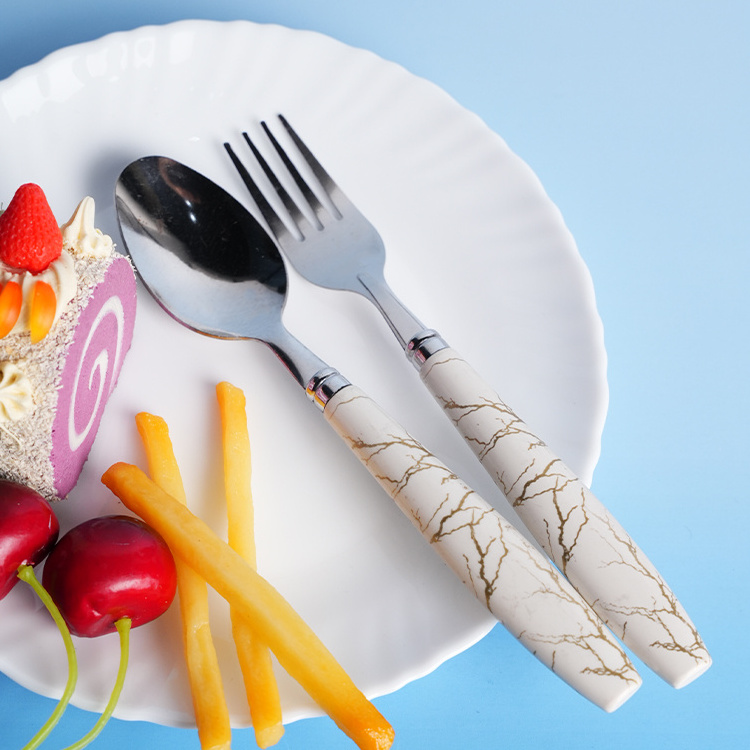 Tableware Diamond Faceted Lucite Clear Flatware with Acrylic Handle and Gold Marble Cutlery Set for Luxe Wedding Tabletop Rental