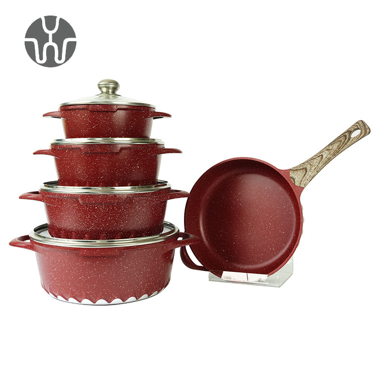 Hot Selling Aluminum Kitchenware Pots Fashion Design Non Stick Cookware sets for Cooking Soup