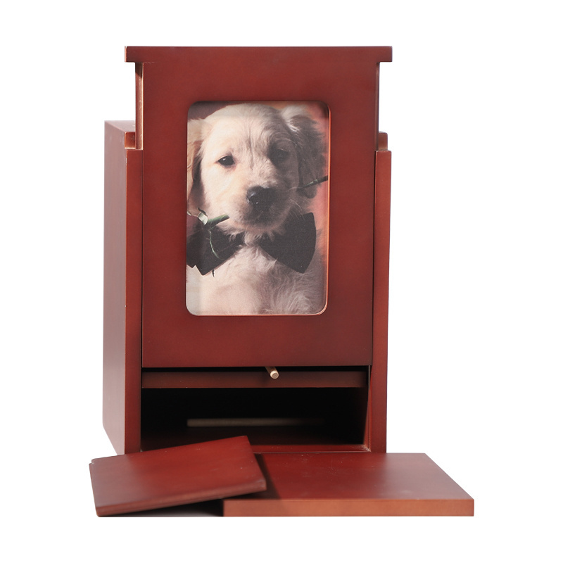 Pet Urns For Dogs Ashes Memorial Coffin Dog Cat Urn Box Frame Funeral Wooden Urn Box For Pet Keepsake Gifts