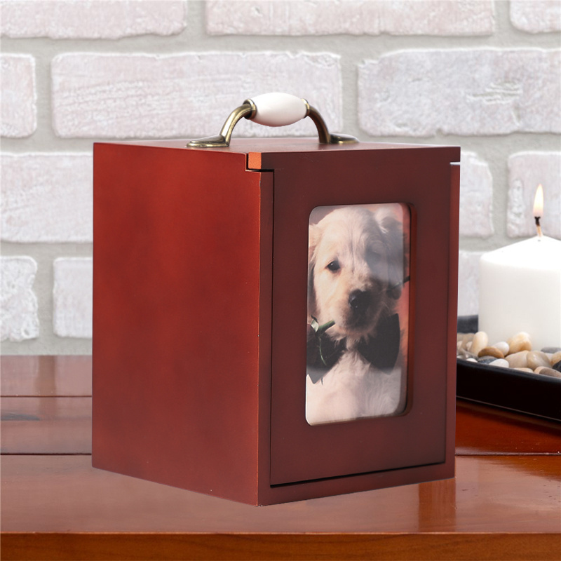 Pet Urns For Dogs Ashes Memorial Coffin Dog Cat Urn Box Frame Funeral Wooden Urn Box For Pet Keepsake Gifts