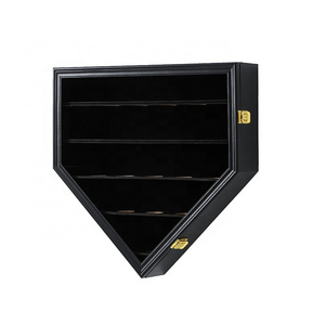 2024 New Design Wall Mount with Lockable UV Protection Acrylic Door Wood Display Show Rack 21 Baseball Display Case