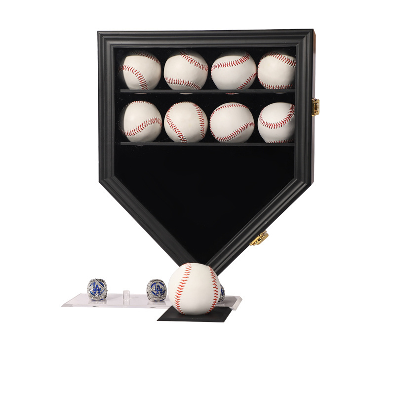 Sports Deluxe Baseball Display Case Acrylic Front Opening Door 12 Baseball Ring Display Case With Wood Or Acrylic Shelves