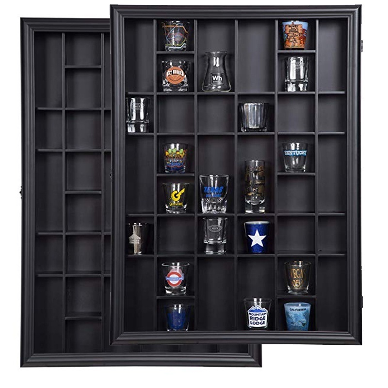 China Wholesale 17x21 High Quality Custom Black Shot Glass Hinged Frame 3D Shadow Box Display Case