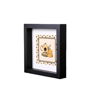 High quality 8x8 Inch Scrapbook Black wooden photos picture frame 3D display shadow box with hanger and glass