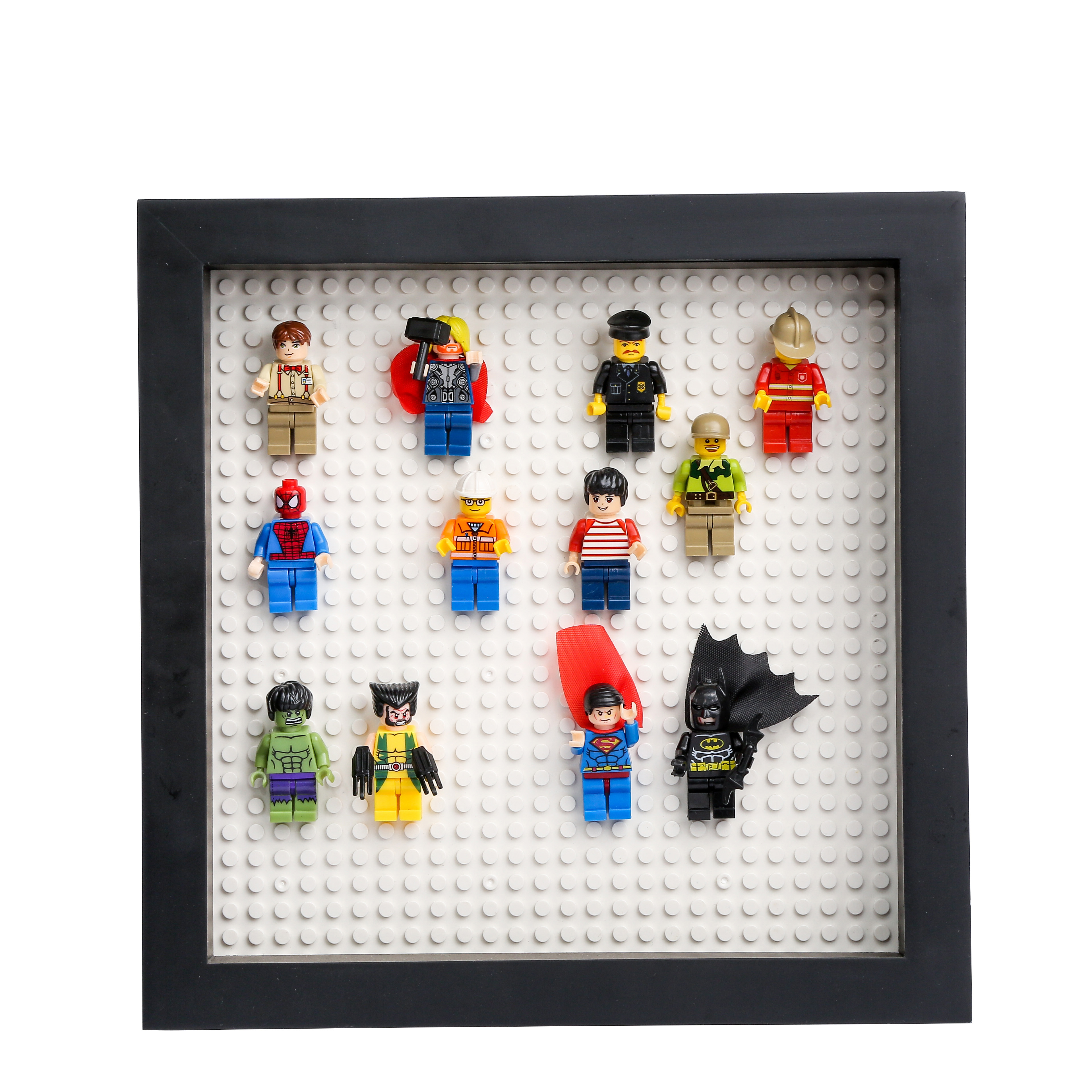 New Design Brick Photo Frame Black Wood 3D Shadow Box Mini figures Display Frame For Mini Toys Collection