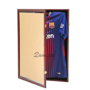 High Quality Custom MDF Wooden Jersey Display Frame Large Shadow Box Lockable with UV Protection Acrylic Hanger for Baseball